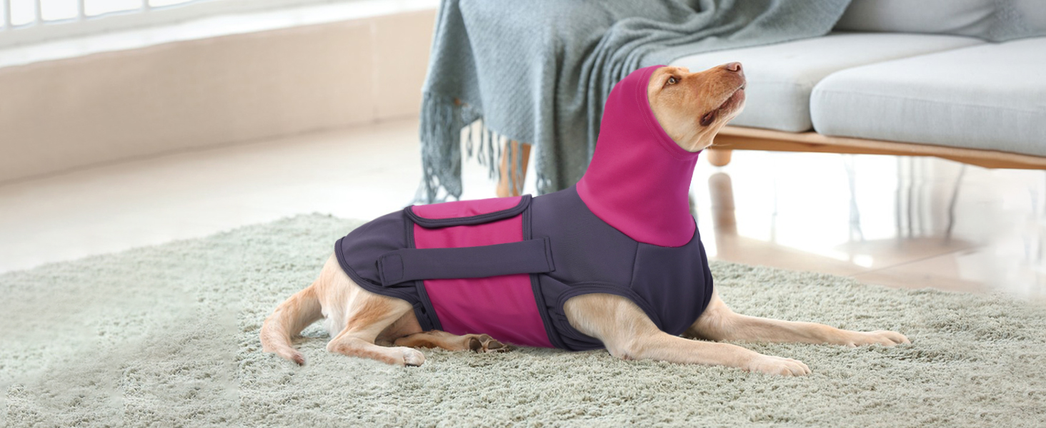 Теплий жилет для собак від страху феєрверків з високим коміром, захист вух, для маленьких собак, жилет-пуловер, колір фіолетовий (XS)