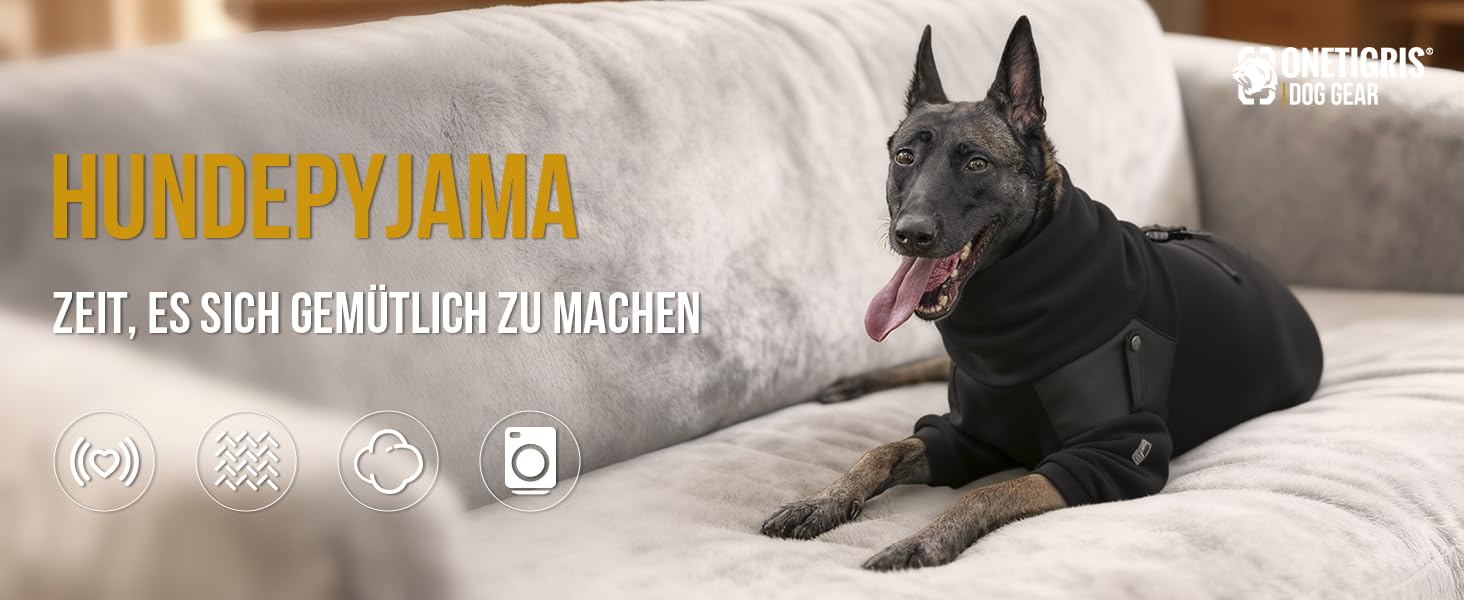 Пуловер для собак OneTigris, теплий флісовий одяг з петлями для ніг та отвором для повідка, зручний для вигулу, чорний, L (20-30 кг), XL (27-41 кг, обхват грудей 77 см, обхват шиї 60 см)