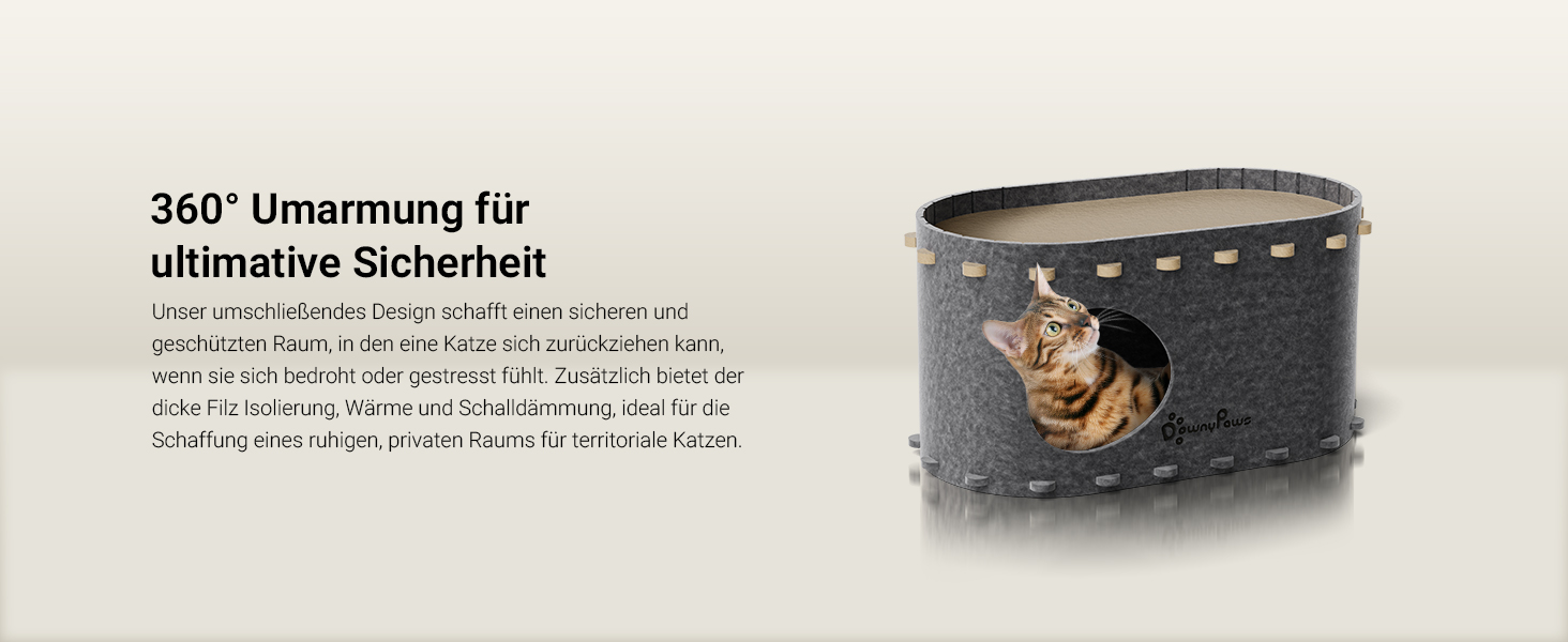 Кігтеточка-будиночок для котів DownyPaws з фетру, 2-ярусна, 50 x 33 x 50 см, сірий (1 шт.)