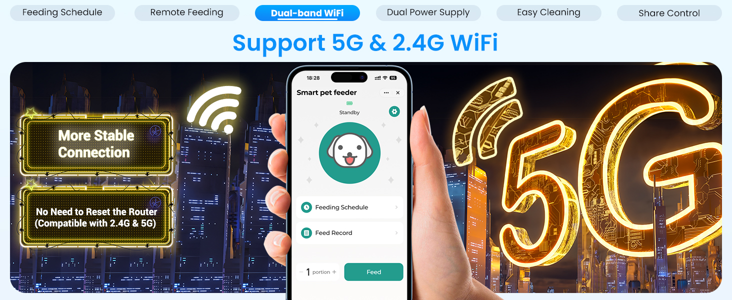 Автомат годування котів Frienhund з 2 мисками та APP: Wi-Fi, повільний дозування, 7л, для 2 котів, з Alexa, білий