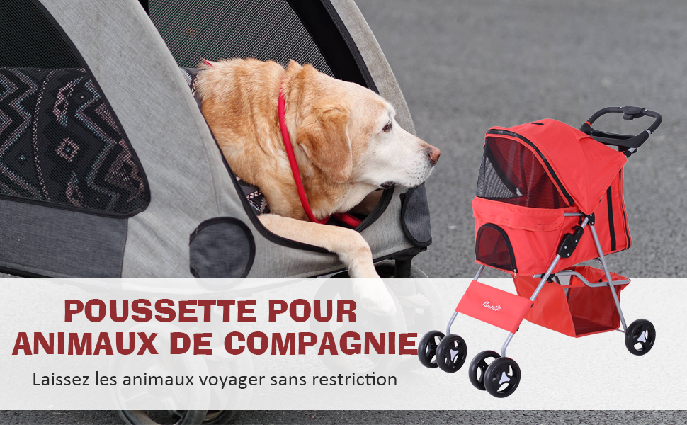 Pawhut Кія для собак на колесах, 77 x 47 x 101 см, складана, водовідштовхувана, матеріал 600D Oxford, 4 колеса