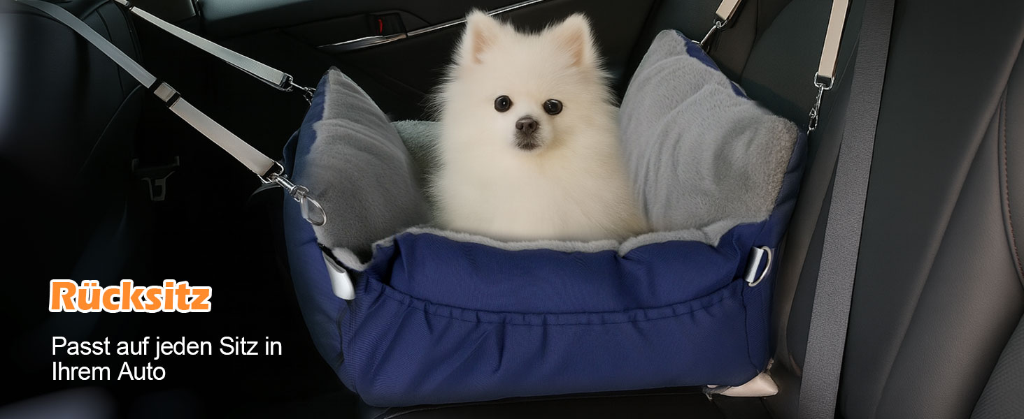 Автомобільний лежак для собак 3-в-1 - переносна ліжко для маленьких собак, з м'яким килимком, для переднього або заднього сидіння, внутрішнє та зовнішнє використання (04-Блакитний)