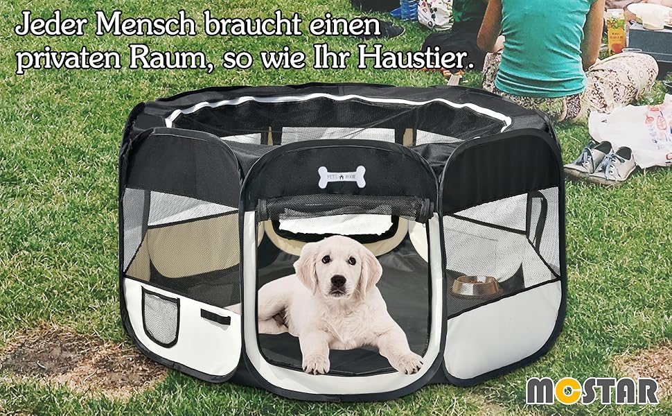 Клітка-забіг для цуценят MC Star Oxford, 8 елементів, 125x125x64 см, чорна