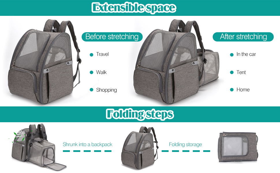 PETCUTE Рюкзак для собак та котів, дихаючий, з внутрішнім ремінком безпеки, розкладний, з бічними кишенями, для маленьких собак та котів, червоний