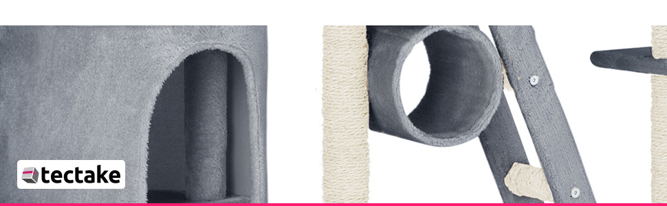 Драбина-кіготь Tectake Snooky | Ігровий центр для котів з багатоярусною драбиною та будиночком | Сірий колір, артикул 403917