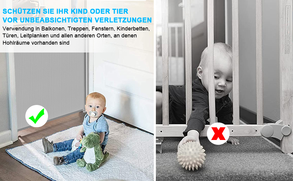 Захист для сходів з замком, розтяжне захисне ворота для дітей та собак, ширина 150 см, висота 83 см, сірий