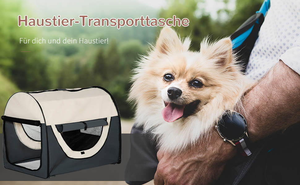 PawHut переносна переносна клітка для собак, транспортна коробка для тварин, 5 розмірів (темно-сірий, L)