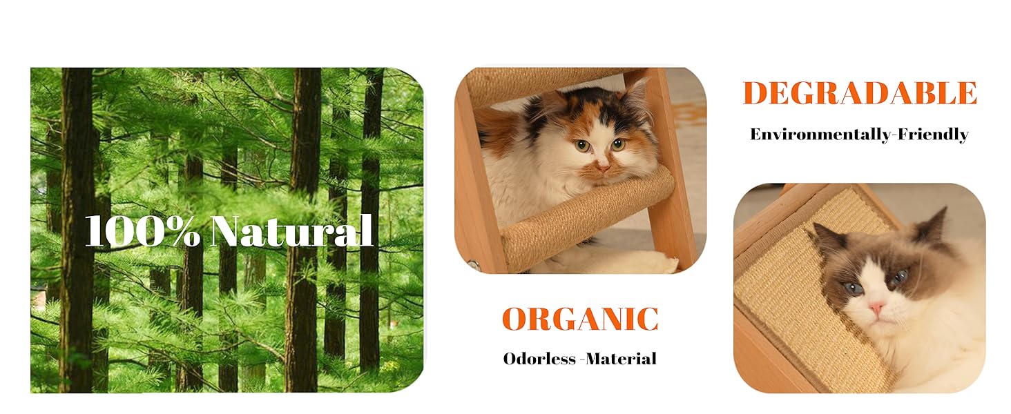 Кігтеточка для котів CheerPals з сизалю - трикутна, складана, з масиву бука, велика 51x36x45 см