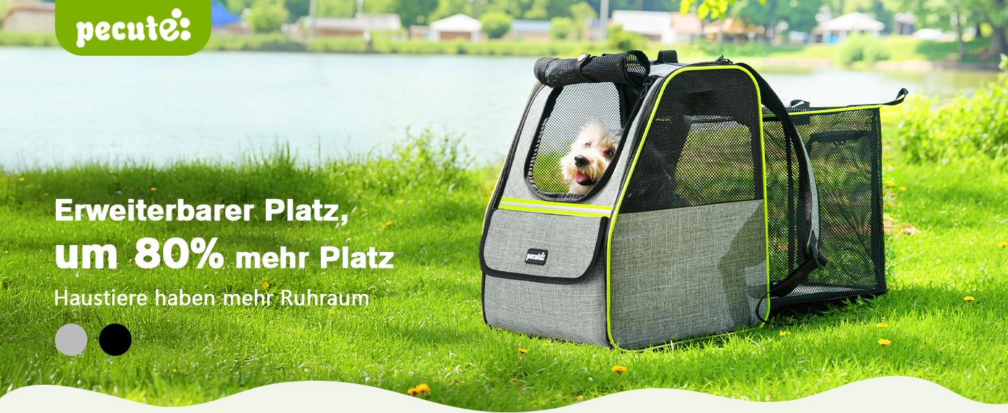 Плед-рюкзак для кота Pecute з сіткою, переноска для тварин, рюкзак для вигулу собак до 6 кг (сірий, розширюваний)