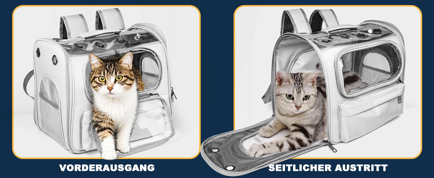 Розширюваний рюкзак для котів та маленьких собак Onebarleycorn, рюкзак-переноска для котів, сірий, до 8 кг