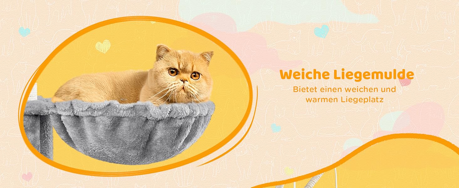 Котячий комплекс Yaheetech 170 см: кігтеточка, ліжко, гамак, іграшки, сірий колір