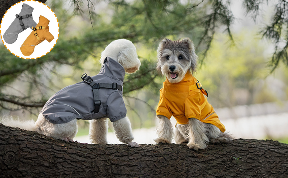 Водонепроникний дощовик для собак з блискавкою, світловідбиваюча куртка для цуценят, дощовик з отвором для шлейки, жовтий, розмір M