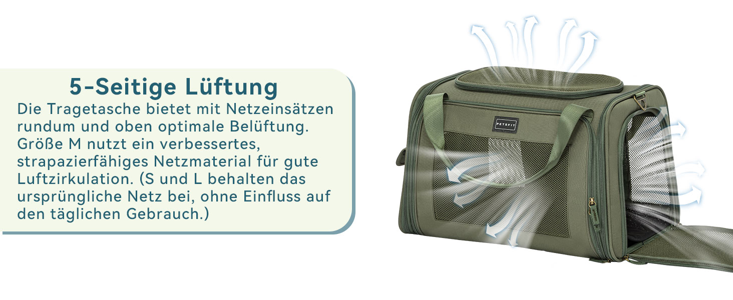 Транспортна переноска для котів та собак Petsfit, складна сумка-переноска, 47L x 30B x 30H см, оливковий колір
