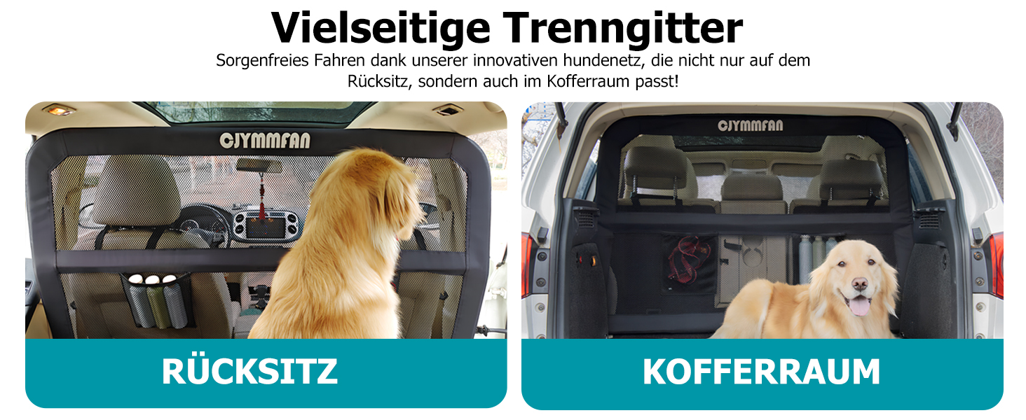 Сітка-перегородка для собак у машину CJYMMFAN - універсальна, для заднього сидіння та багажника, з металевим каркасом та прозорим сіткою