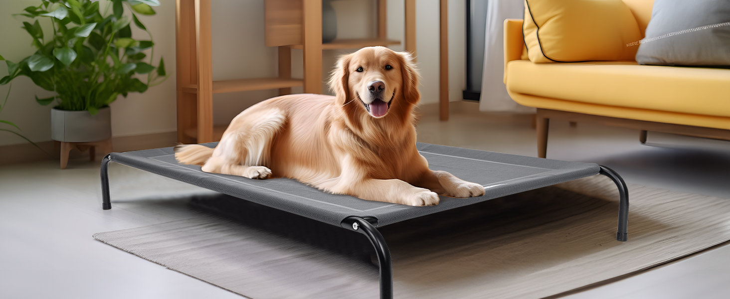 Nobleza Hundeliege Outdoor: Підвищене ліжко для собак, середній розмір, для вулиці, кемпінгу, з охолодженням, сіре, M, 105x80x20 см