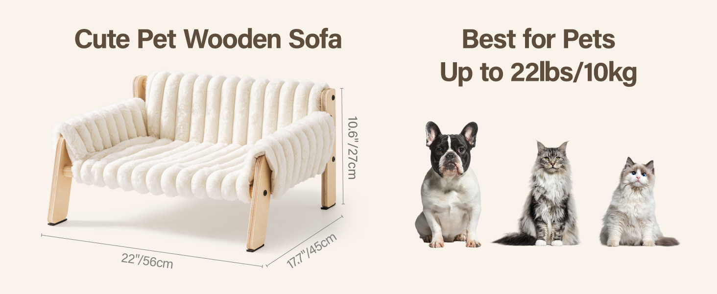 М'яке ліжко-софа для котів MEWOOFUN, 56x45 см, бежевий колір, розмір M