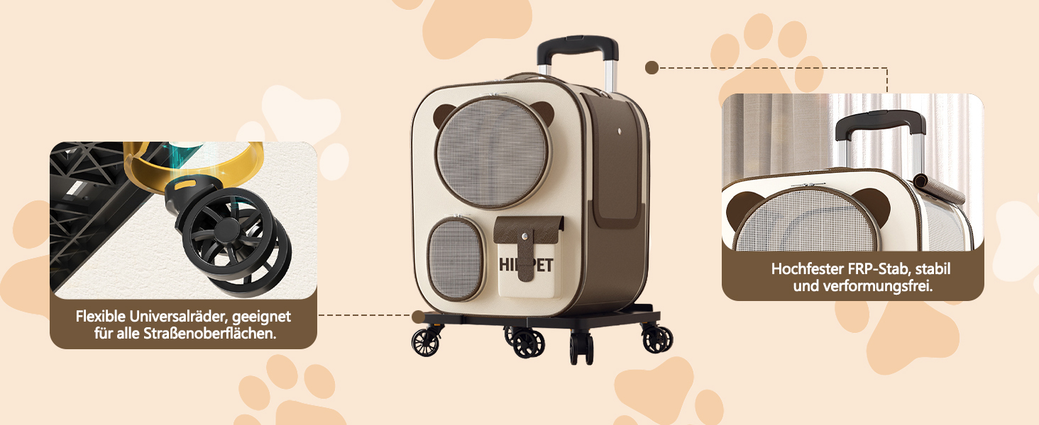 Рюкзак для тварин Galatée з колесами, зручний рюкзак для котів з знімними колесами, ролер-переноска для тварин, рюкзак для собак, ідеальний для подорожей/походів/відпочинку на природі (Блакитний)