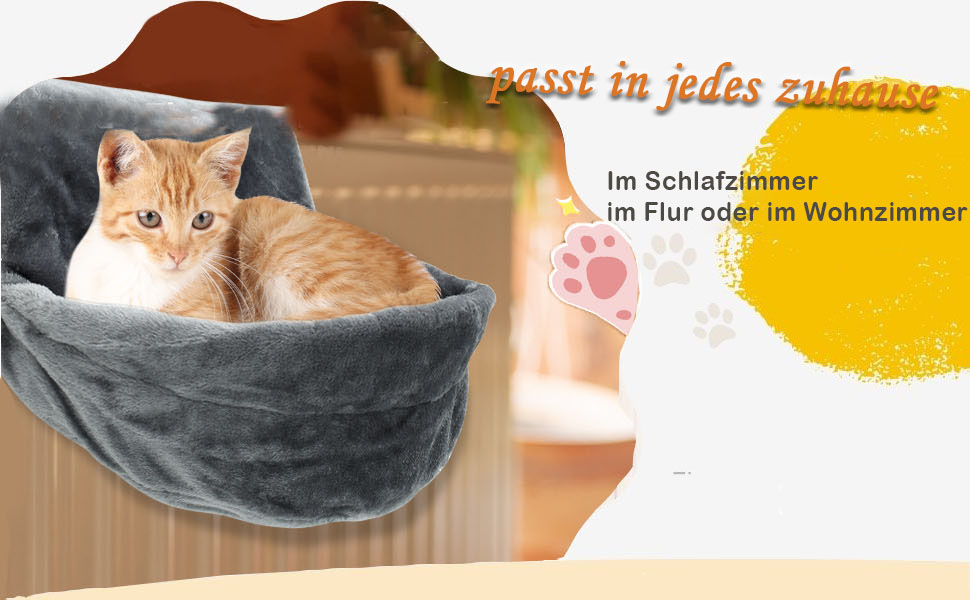 Кішка ліжко-грілка під радіатор, 45.5x39x25.5 см - зручне ліжко для кота, підвісне, для радіатора