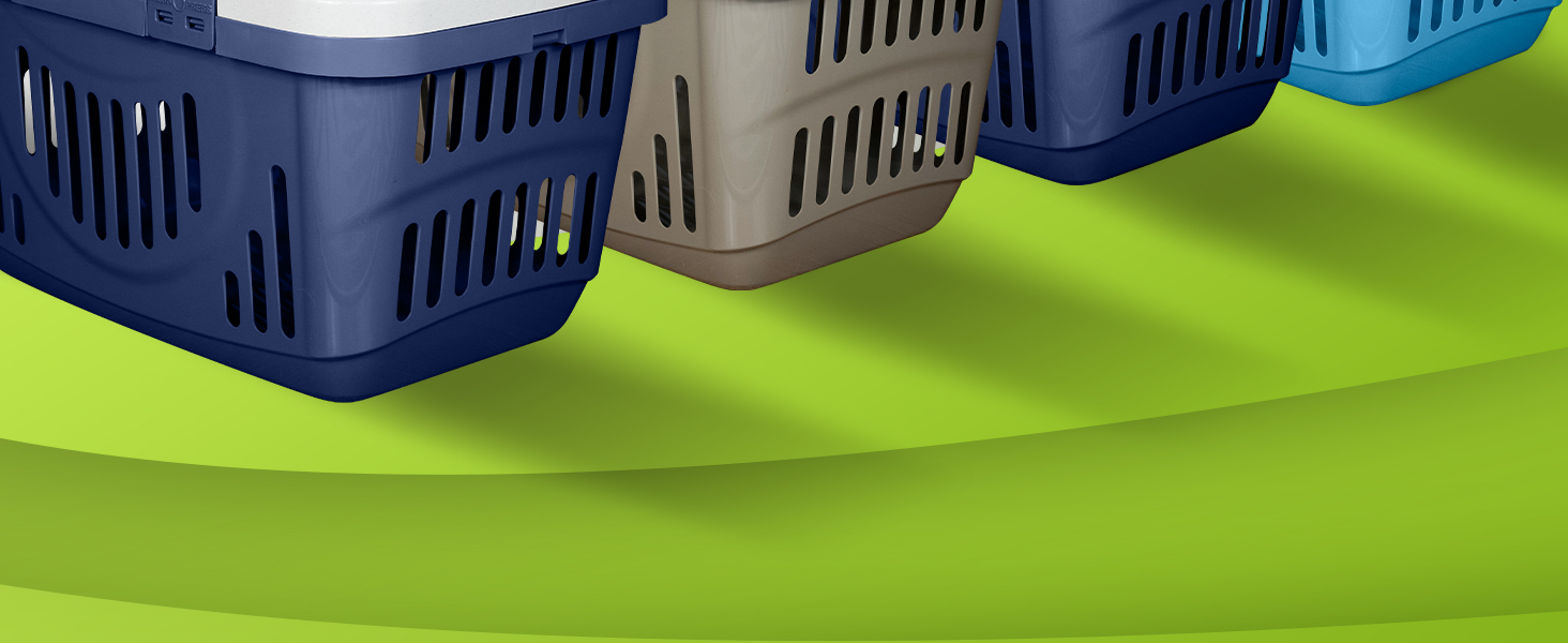 Транспортна переноска для кота Snugsy - Автомобільна переноска для котів з ручкою та затискачами - Пластикова переноска 49x34x32 см сірого та кремового кольору