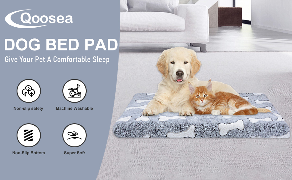 Килимок для собак Qoosea з Memory Foam, 50х40 см, сірий. Килимок для котів та собак середніх порід, миючий, з антиковзною основою