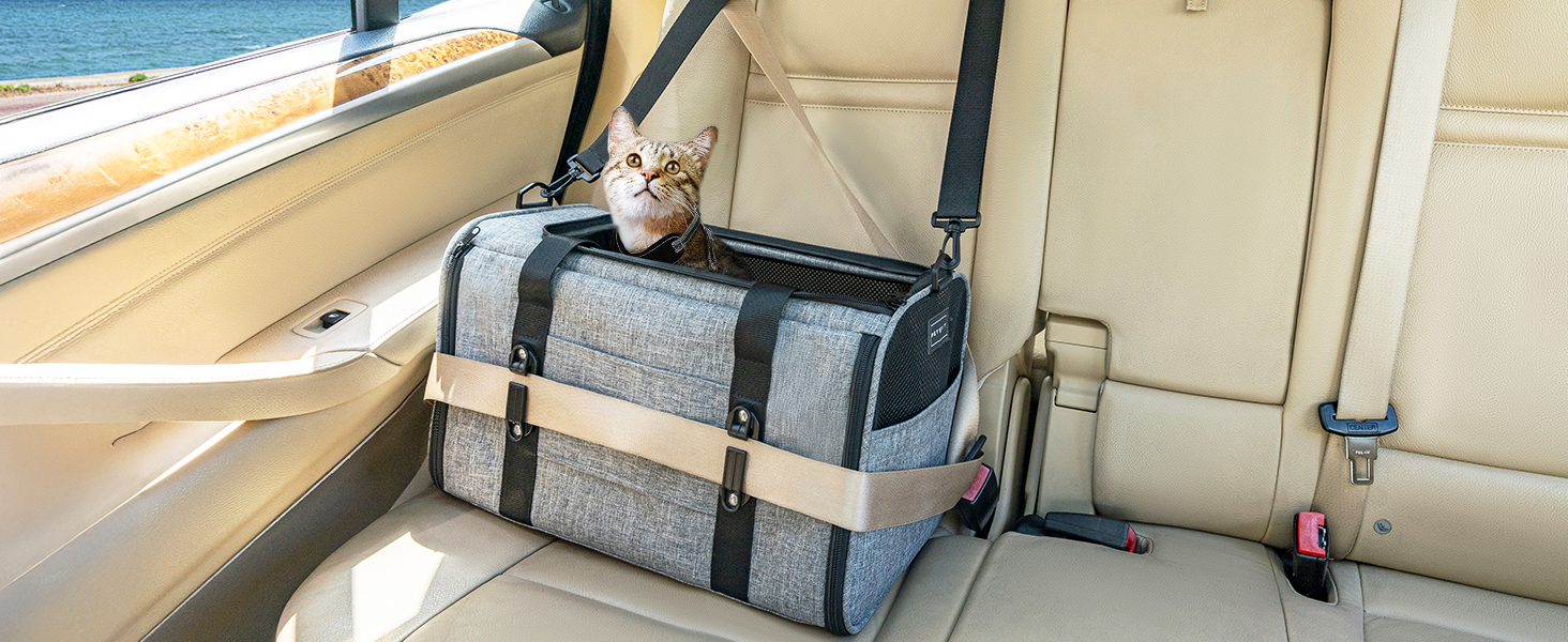 Переносна переноска для котів та маленьких собак Petsfit - сіра, розмір M (45,5 x 28 x 28 см)