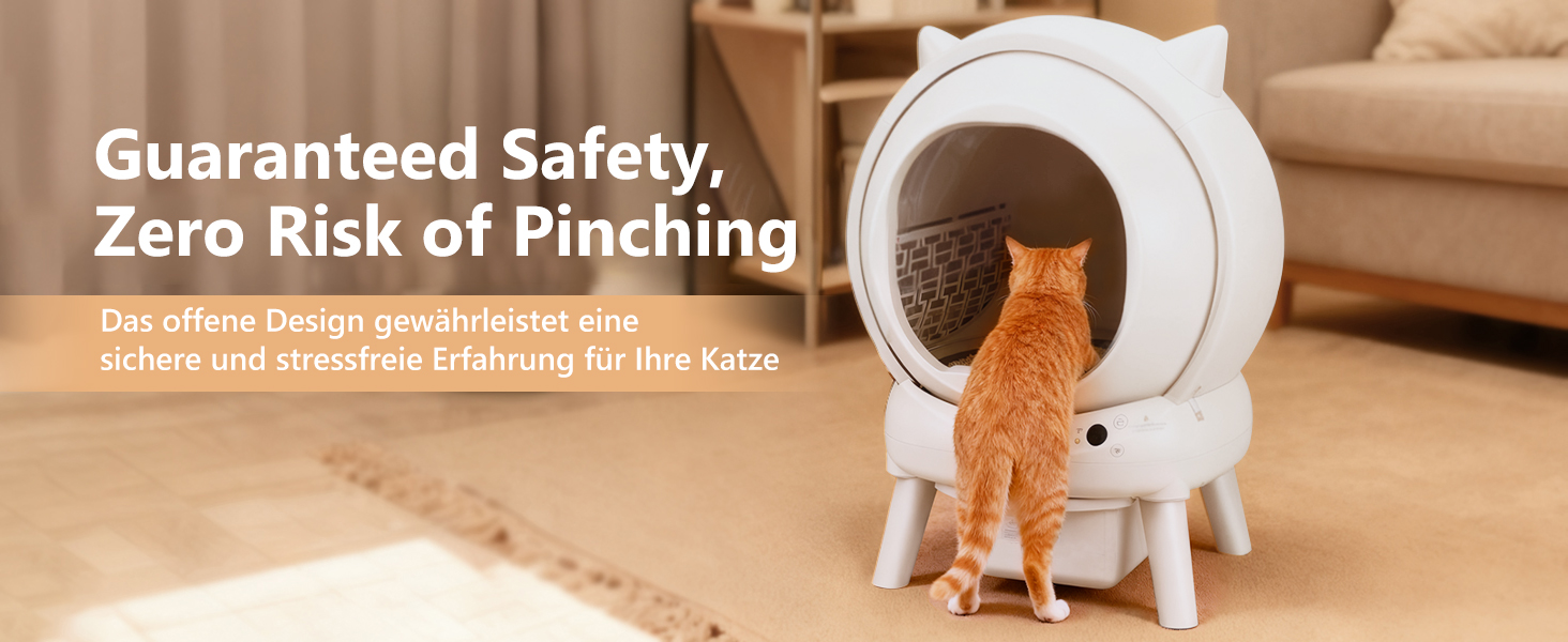 Автоматичний лоток для котів Katzenklo Selbstreinigend 73L з додатком, датчиками безпеки, захистом від запаху та моніторингом здоров'я. Підходить для кількох котів. Коврик для котячого туалету в комплекті. Колір: сірий.