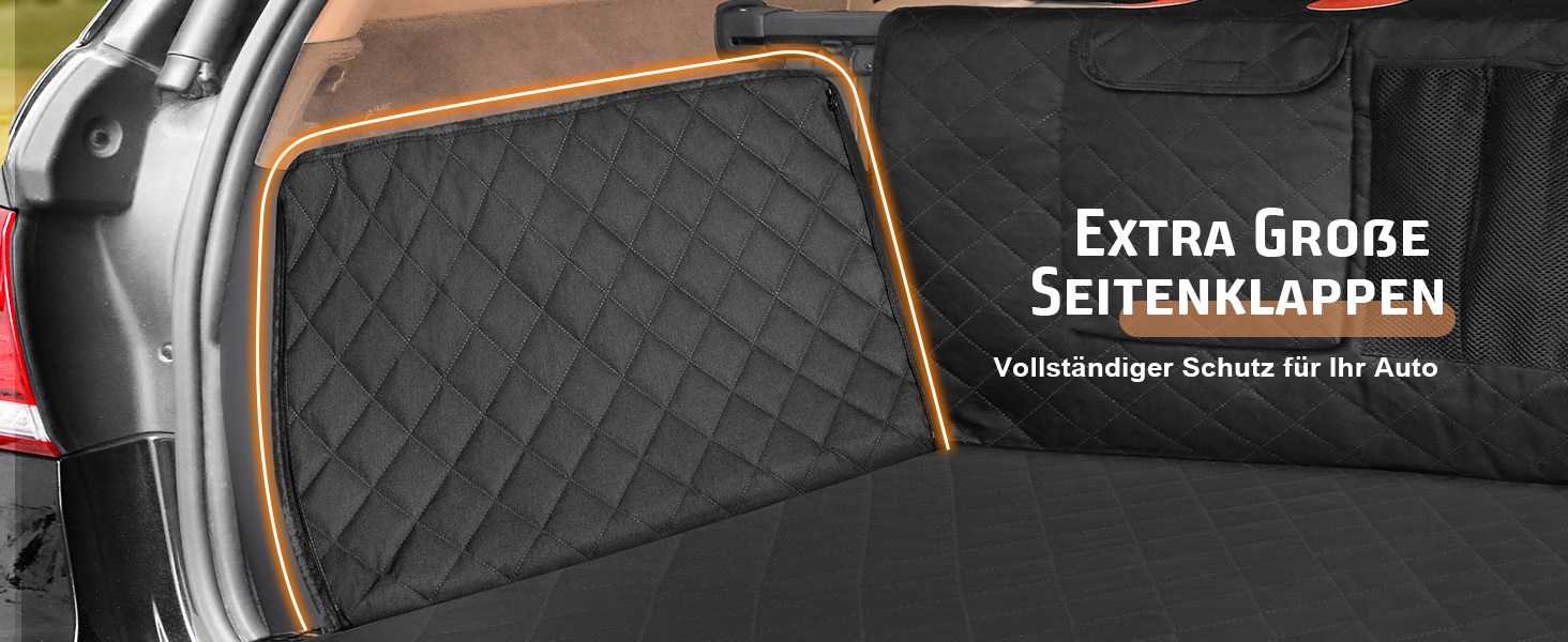 Накидка для собак у машину Gimars, 157x137 см, водовідштовхувальна, стійка до подряпин, універсальна, з передньою панеллю та оглядовим вікном, чорний & оранжевий, килимок у багажник