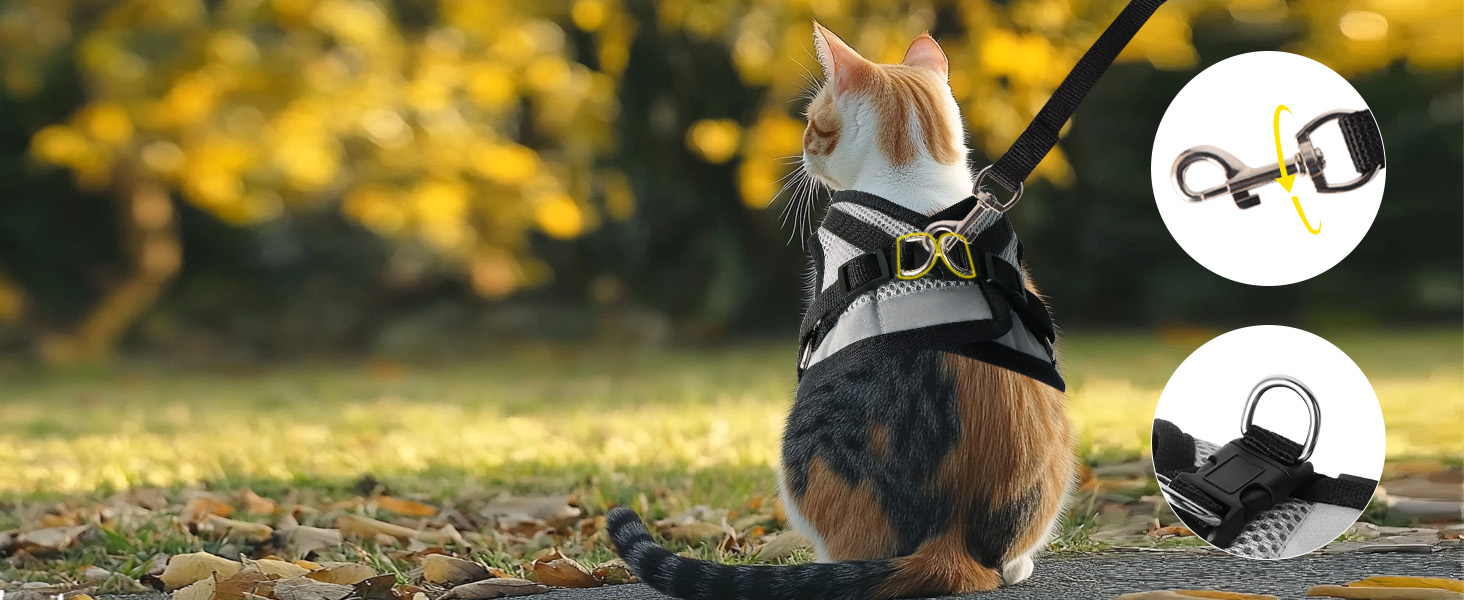 Нашийник для котів Bindokun з повідком, анти-вислизання, комплект, розмір M, сірий