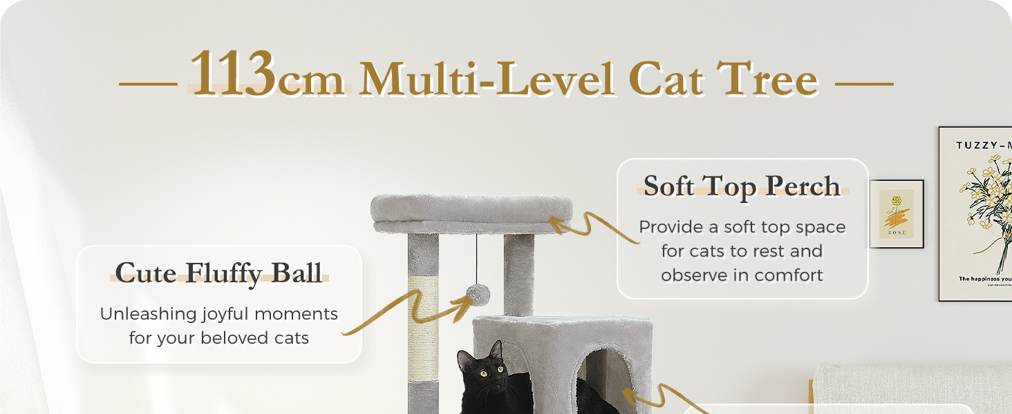 Комплекс для котів PAWZ Road з будиночком, гамаком та когтеточкою, 6-ярусний, 113 см, зелений