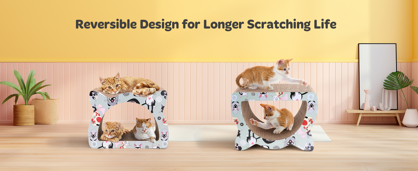 Кігтеточка для котів Nobleza з картону, дизайн голови кота, 2-в-1 (для дряпання та відпочинку), екологічна та міцна (39*29*22 см)