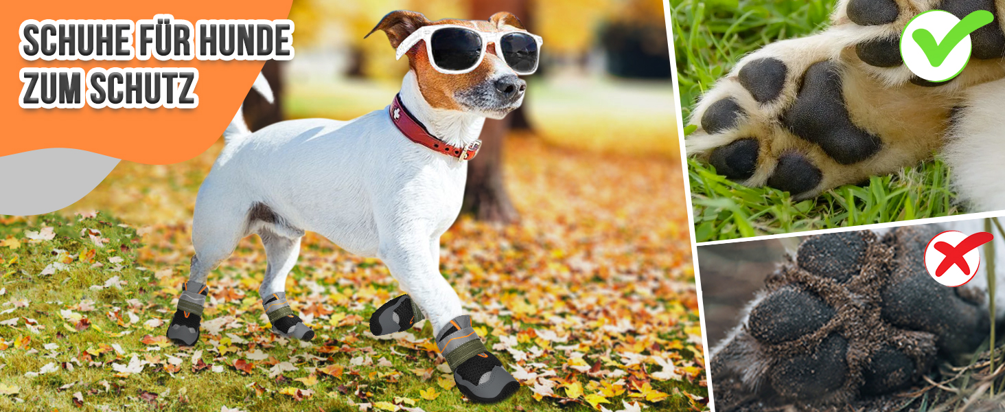 Зручні собачі черевики для захисту лап, 2 шт. - дихаючі, з антиковзкою підошвою та світловідбиваючим кріпленням. Підходять для собак маленьких, середніх та великих порід. Ідеально для спорту та прогулянок на відкритому повітрі (Чорний, розмір 8). Ширина лапи 7.1-7.6 см