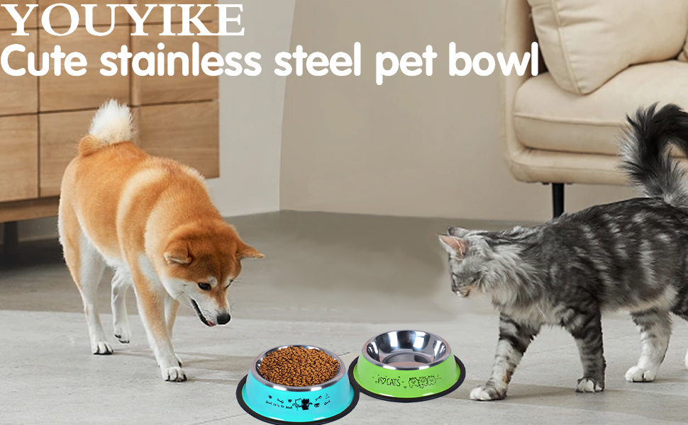 Набір мисок для котів Katzennäpfe: 4 шт. з нержавіючої сталі, протиковзкі, для води та корму, підходить для котів та цуценят