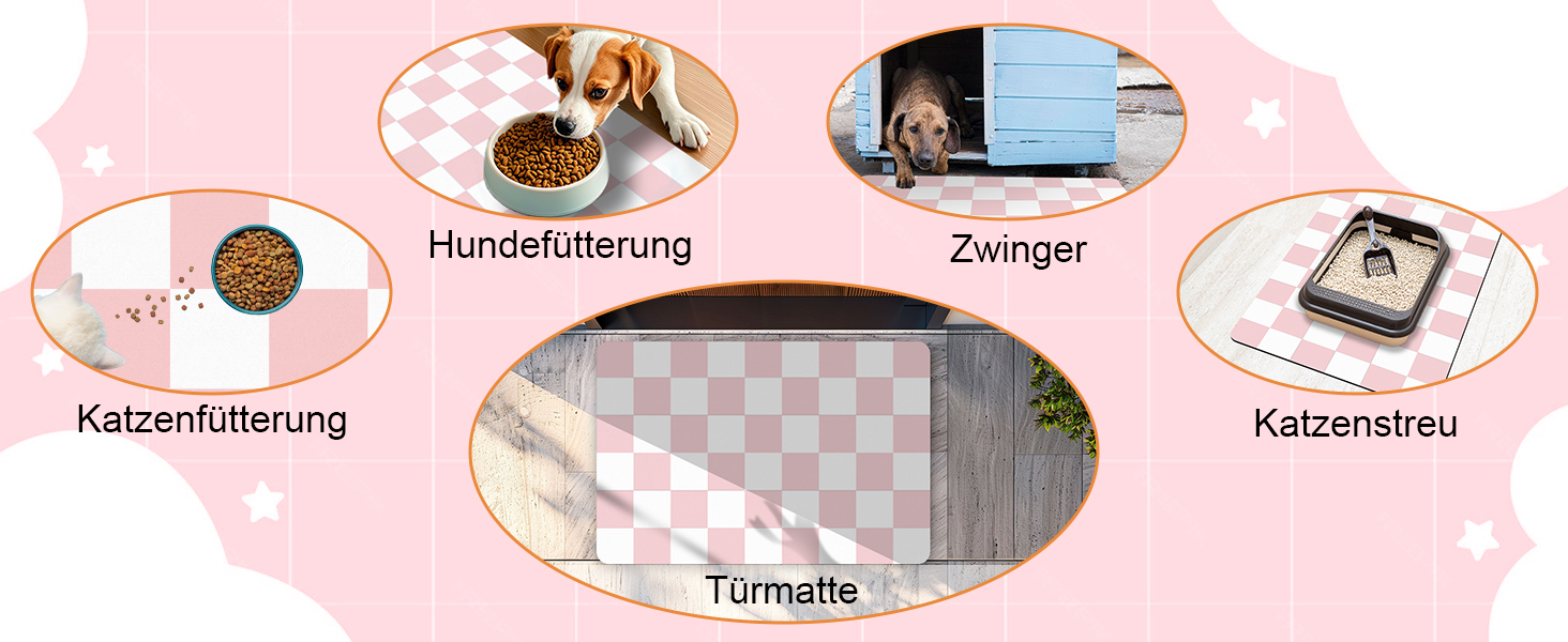 Килимок для годівлі котів та собак BLESWIN - антиковзкий килимок під миски для тварин, 71x42 см, чорно-білий