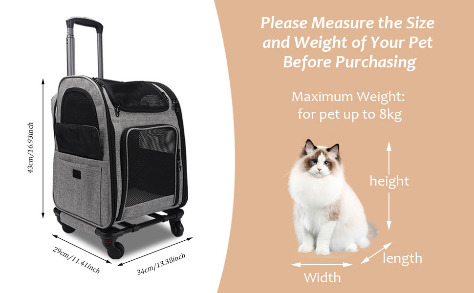 Тролей-рюкзак для собак та котів 2в1, зручна переноска з сіткою, багатофункціональний рюкзак для тварин на 4 колесах, дихаючий рюкзак-переноска для котів та цуценят