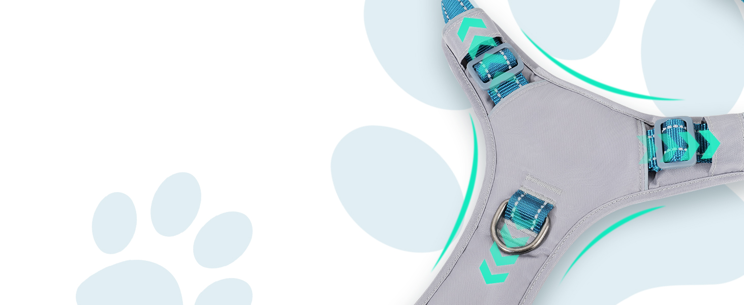 Шлейка для собак Huntboo Anti-Zug, для малих, середніх та великих собак, не тягне, світловідбиваюча, з 2 карабінами, регульована, для тренувань та бігу (M, синій)