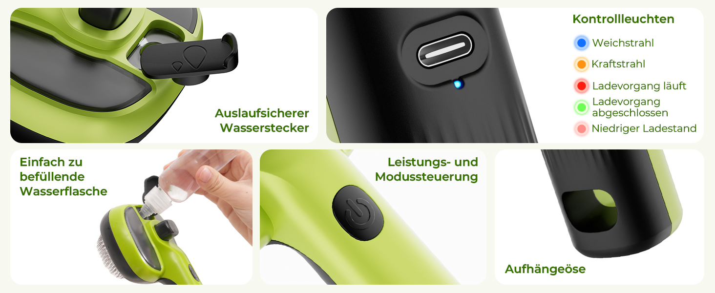 Побутова щітка для котів Pecute з парою та спреєм, багатофункціональна, для довгошерстих котів та собак, великий резервуар для води, масажна щітка, тільки прохолодний туман (зелена)