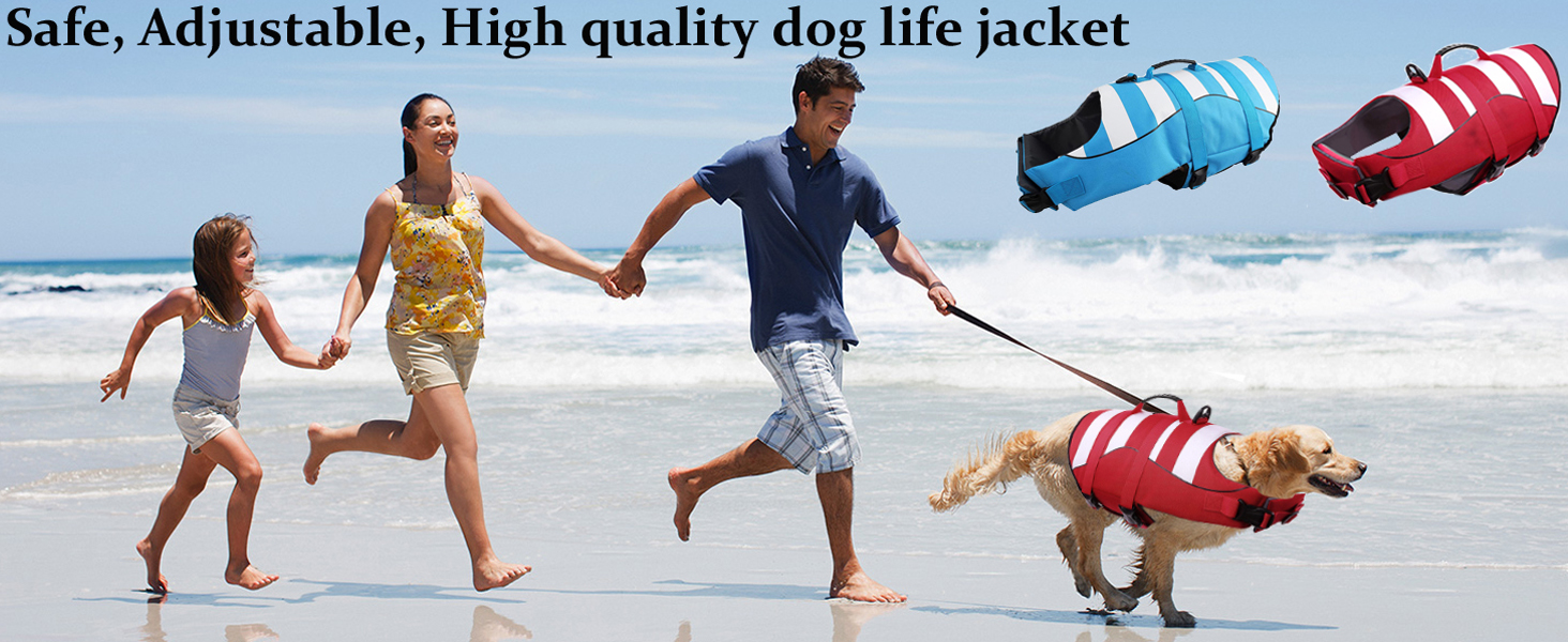 Жилет для плавання собак, блакитний, з Airbag та світловідбиваючими смугами (M)