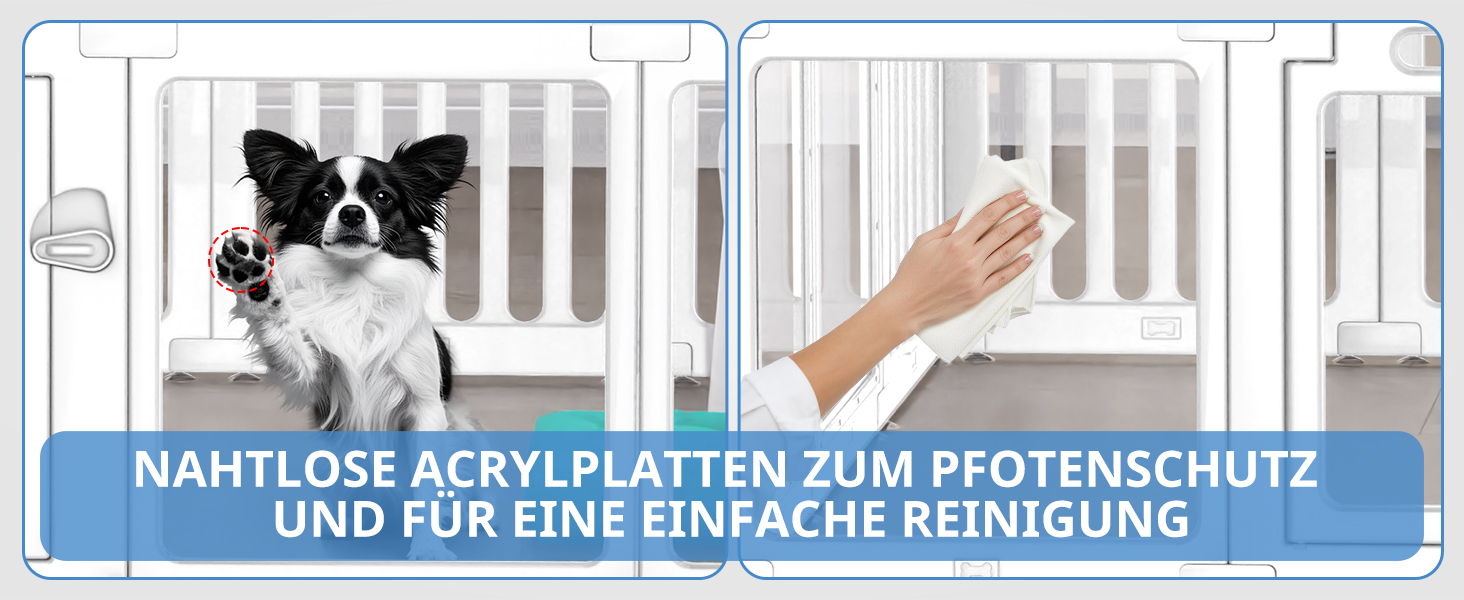 Клітка для цуценят FASNATI з акрилу, 60 см, прозора, для маленьких собак, 10 панелей, 150 x 100 x 60 см