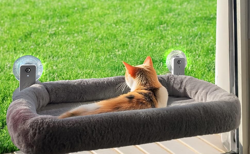 Віконна лежанка для котів Viva Cat – стабільна та зручна | Лежанка-гамак для котів до 18 кг | Економія місця