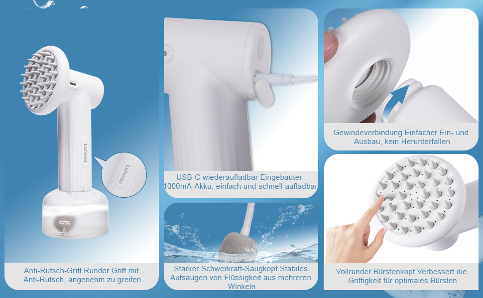 Електричний диспенсер пінки для миття собак з щіткою. М'яка щітка, масаж та грумінг. Регульовані режими пінки/спрею. Бездротовий диспенсер миючого засобу для собак з короткою та довгою шерстю. (Білий)