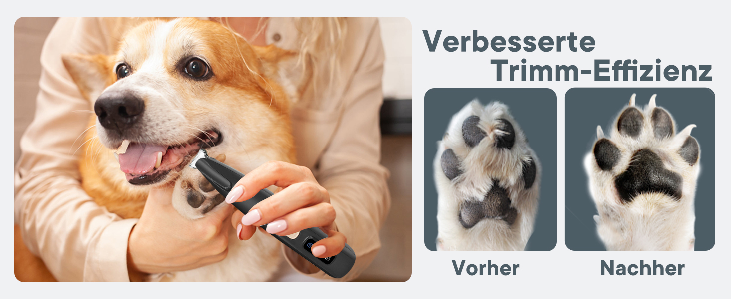 Триммер для собак та котів Pfotentrimmer з LED-підсвічуванням, 18 мм, тихий (35 дБ), водонепроникний, акумуляторний, для догляду за лапами, вухами, обличчям та хвостом (чорний)