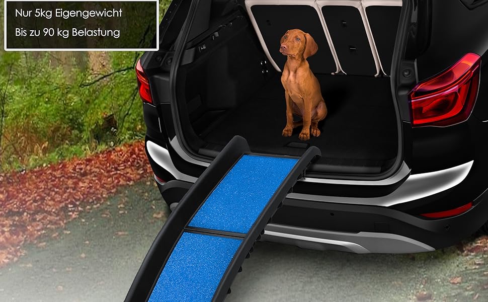 Східці для собак KESSER® - пандус у багажник авто, до 90 кг, 156x40 см, синій