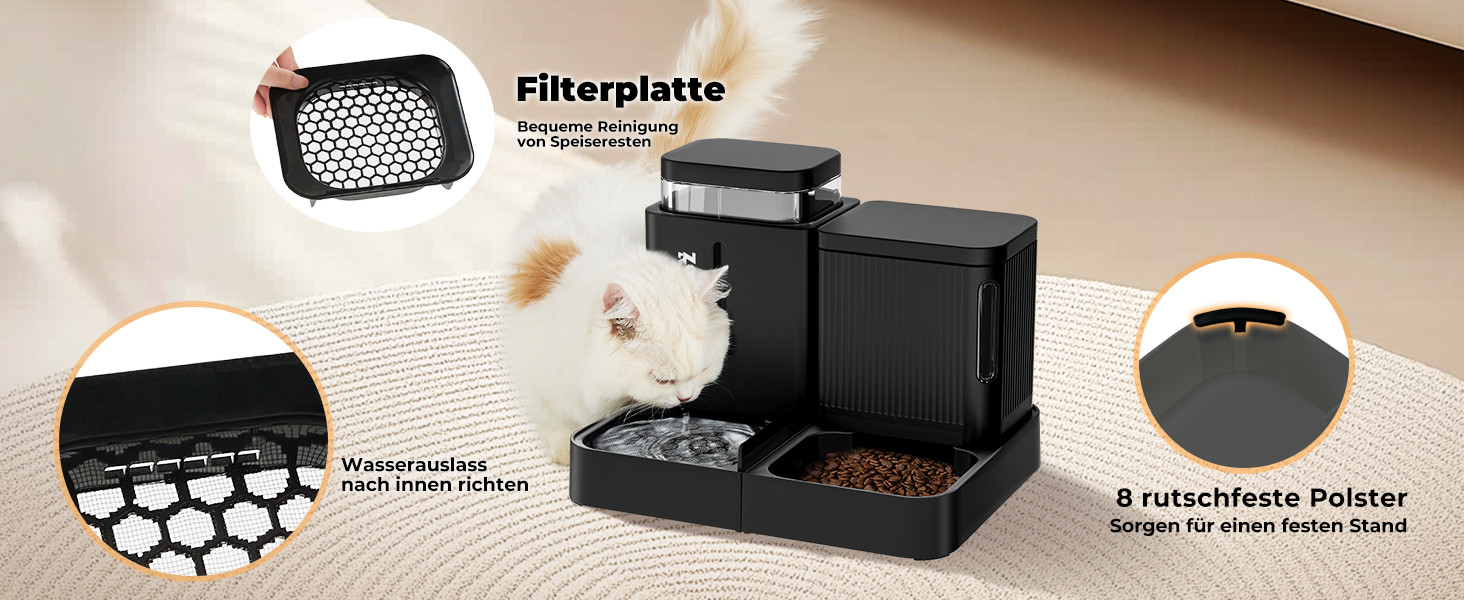 Автоматичний годівниця для котів/собак 3L, 2-в-1: годівниця та поїлка з автоматичним наповненням, чорний колір, 3L x 2