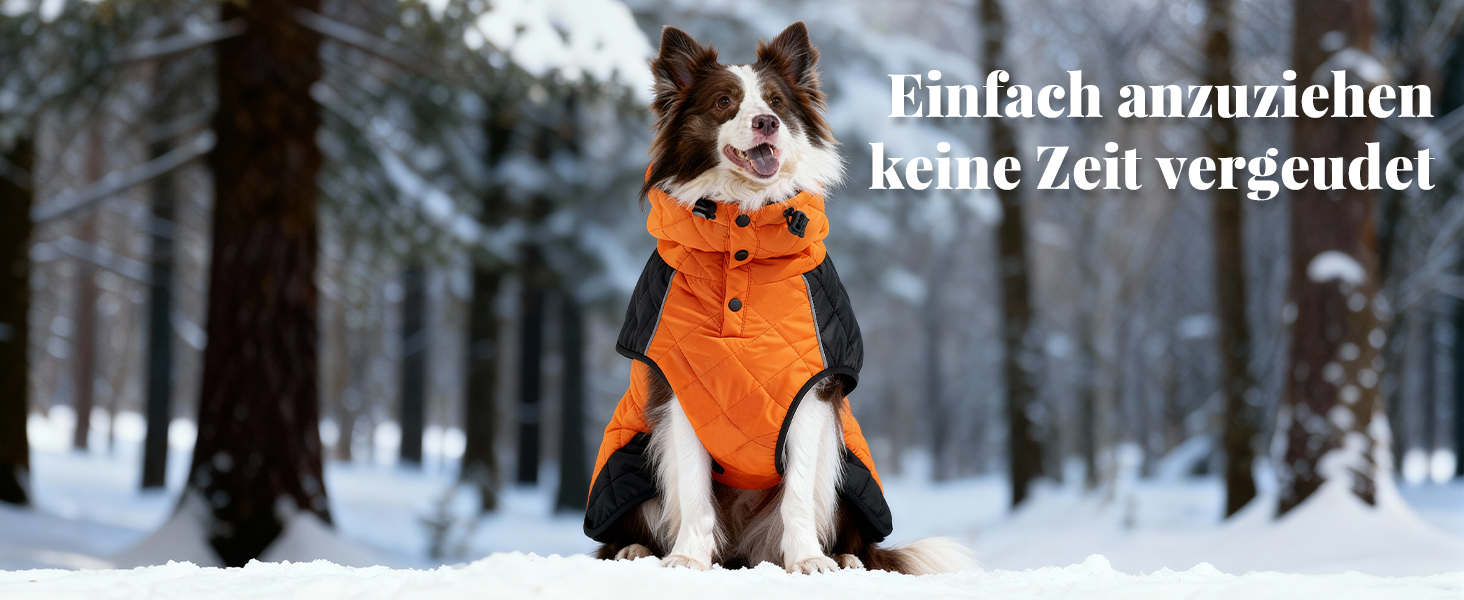 Зимовий теплий куртка для собак, непромокаємий, вітрозахисний, з регульованою застібкою, оранжево-чорний (XS, 43.2-50.8 см)