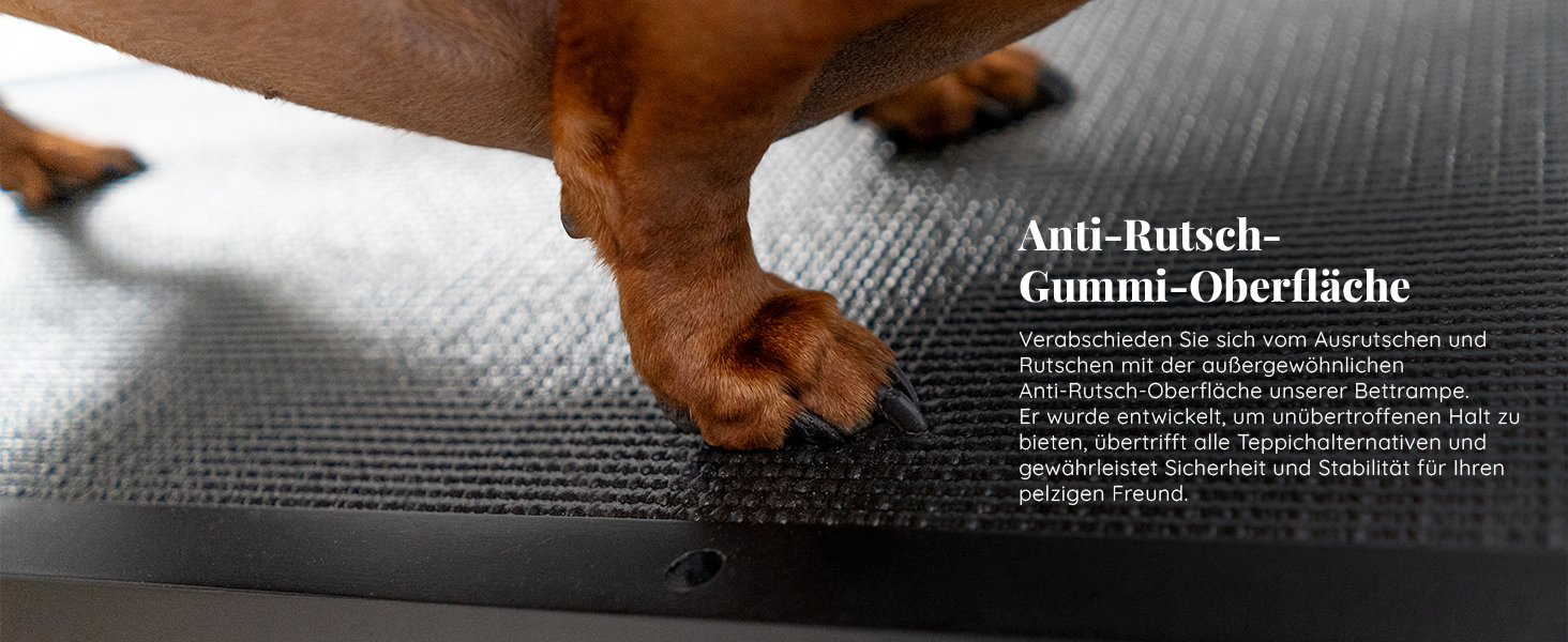 Сходинки для собак PRIORPET з берези з поручнями - регульована висота до 94.5 см - складаються - антиковзні ручки - для малих собак до 23 кг - коричневі (чорні)