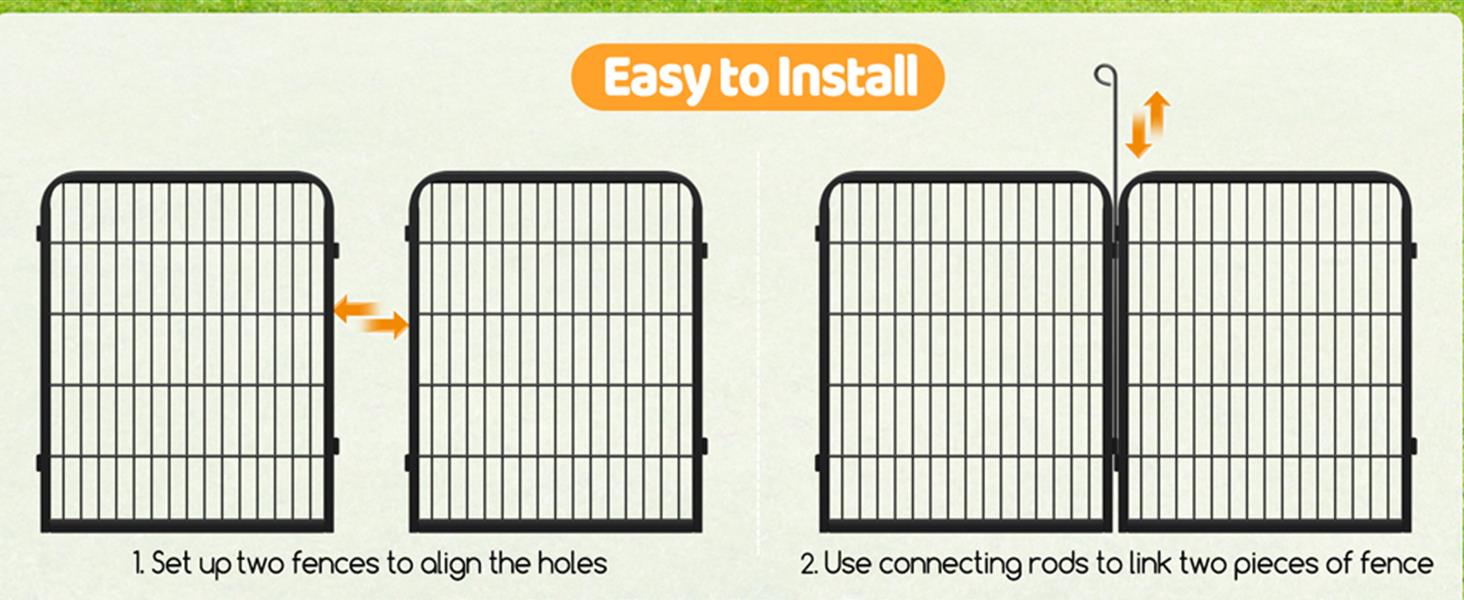 Клітка для цуценят Yaheetech 16-частинна з фіксацією, переносна для собак, ідеальна для дому та саду, легка збірка (80см, 24шт)