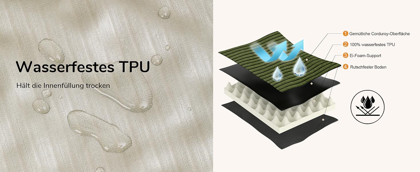 Ортопедичне ліжко для собак FUKUMARU - 91x56x9 см, зелене, з водонепроникним шаром, м'яке, антиковзне. Ліжко для собак, килимок, матрац