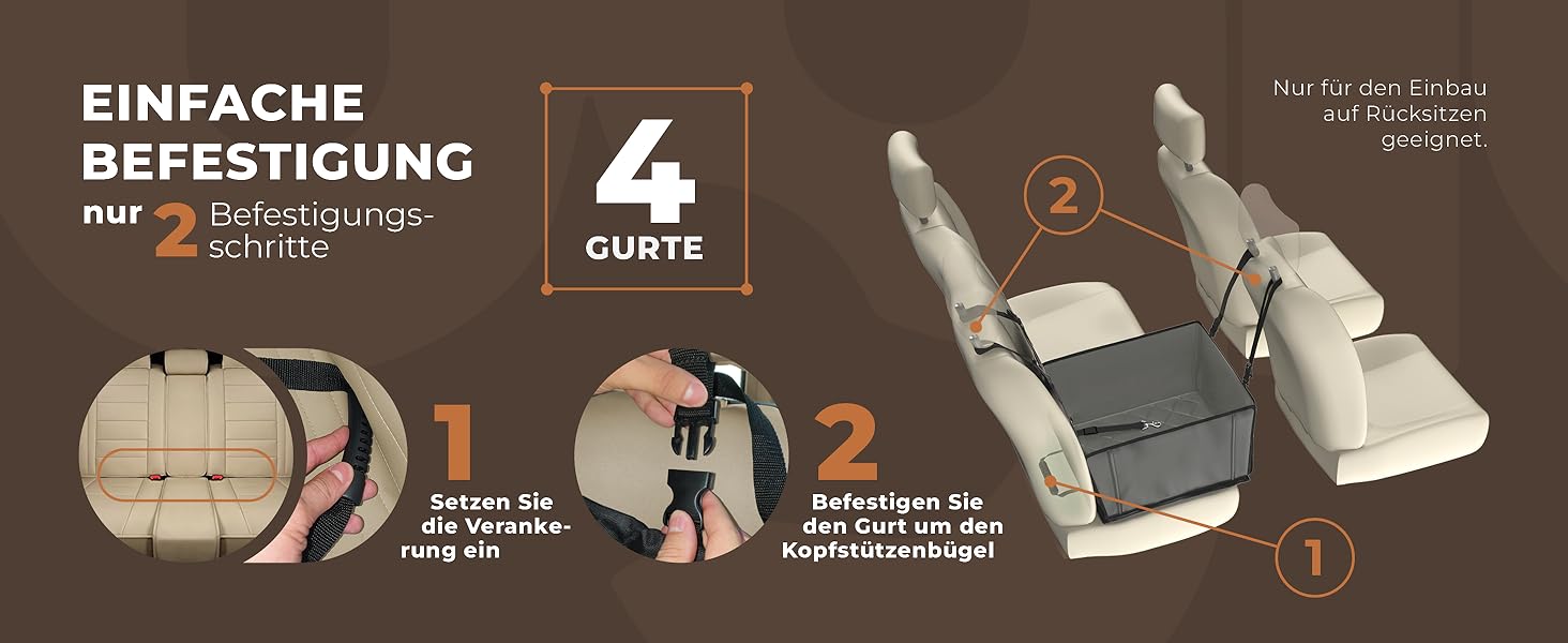 Автокрісло для собак Wuglo Extra Stabiler – безпечне та водонепроникне, до 12 кг, сіре