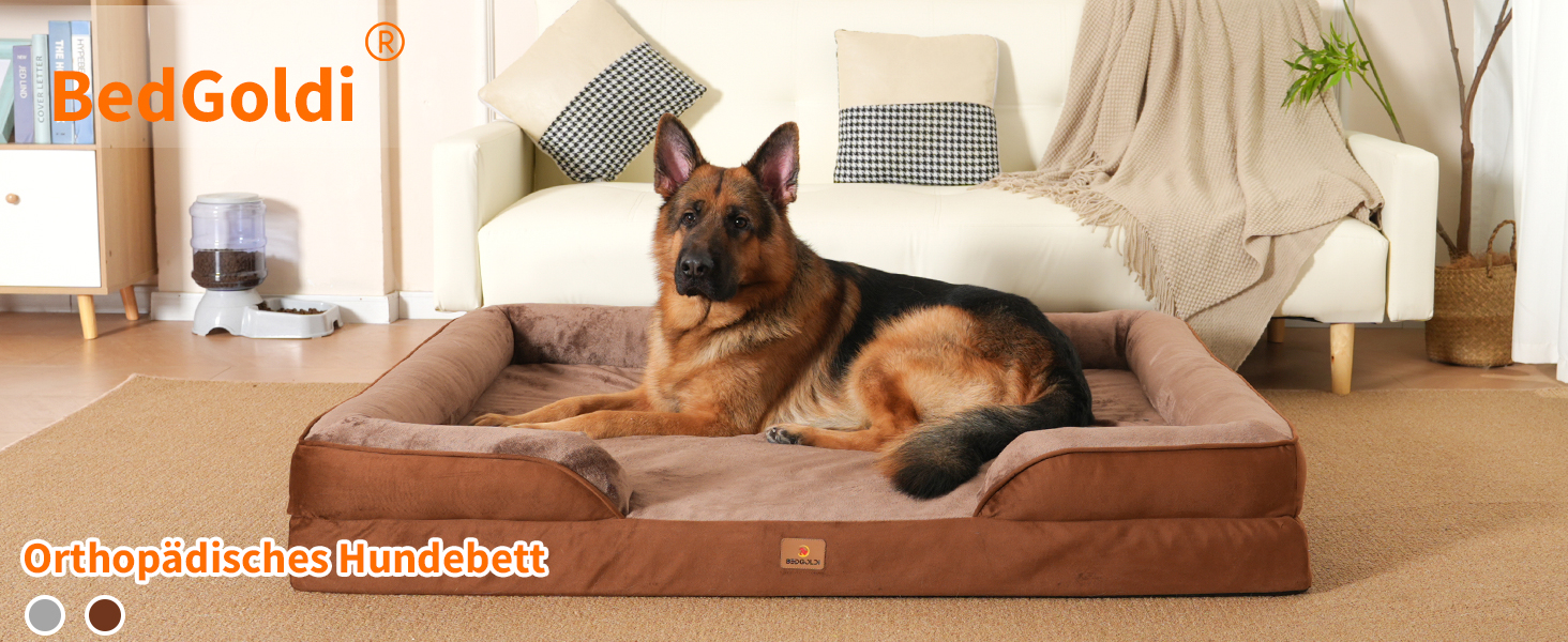 Ортопедичне ліжко для собак великих порід, ергономічне диван-лежанка з піною у формі яйця, водонепроникне, неслизьке, 134x106 см, сіро-коричневий колір