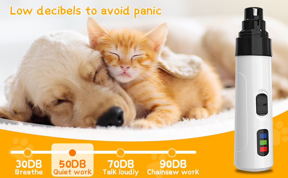 Електричний точило для собачих кігтів Silent Diamond Bit - безпечна електрична пилка для собак з 3 насадками, USB, 2 швидкості